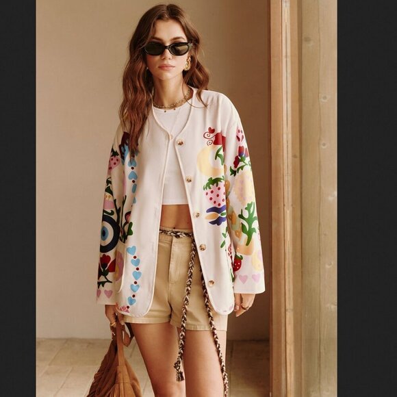 Commense Jackets & Blazers - NWT Commense Strawberry Floral Coat Coastal